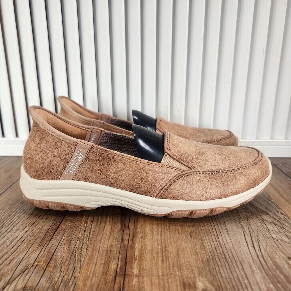 Skechers Slip-Ins Reggae Fest 2.0 Womens Sz 6 Chestnut Brown Suede Shoes 158699